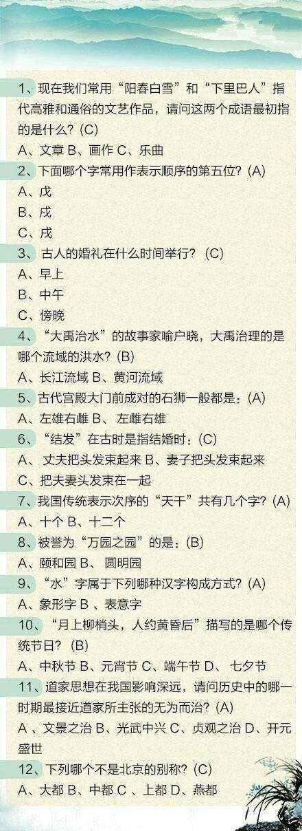2020年河北公务员考试常识积累：中国文学常识100题